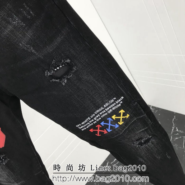 OFF-WHITE 18ss秋冬新款 洗水做舊 男款牛仔褲 ydi1367